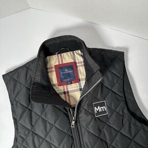 Brooks Brothers Men's Quilted Vest Small Black Zip Puffer Sleeveless Logo